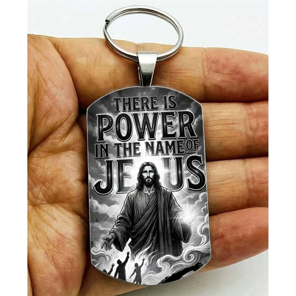 Power Name Bible Quote God Lord Jesus Christ Stainless Keychain Reminder Believe
